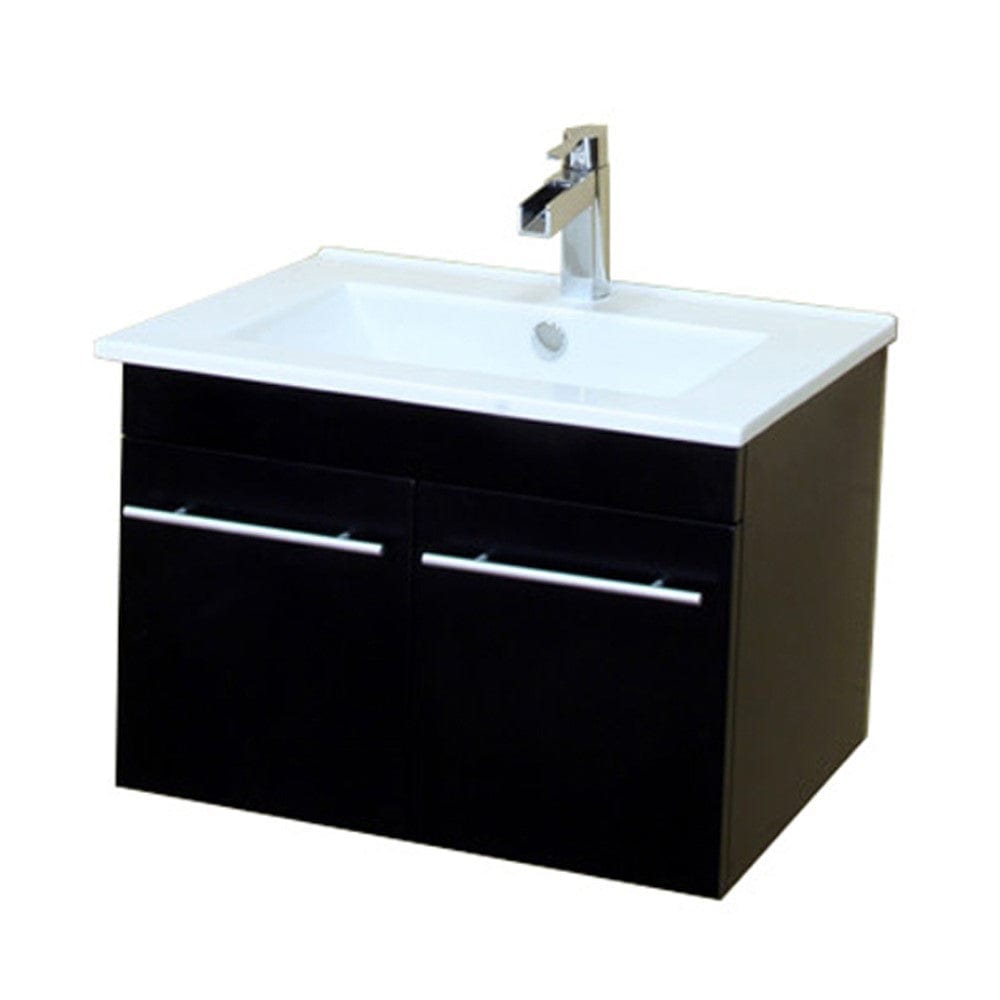 Bellaterra 24.4 in Single Wall Mount Style Sink Vanity Wood Black