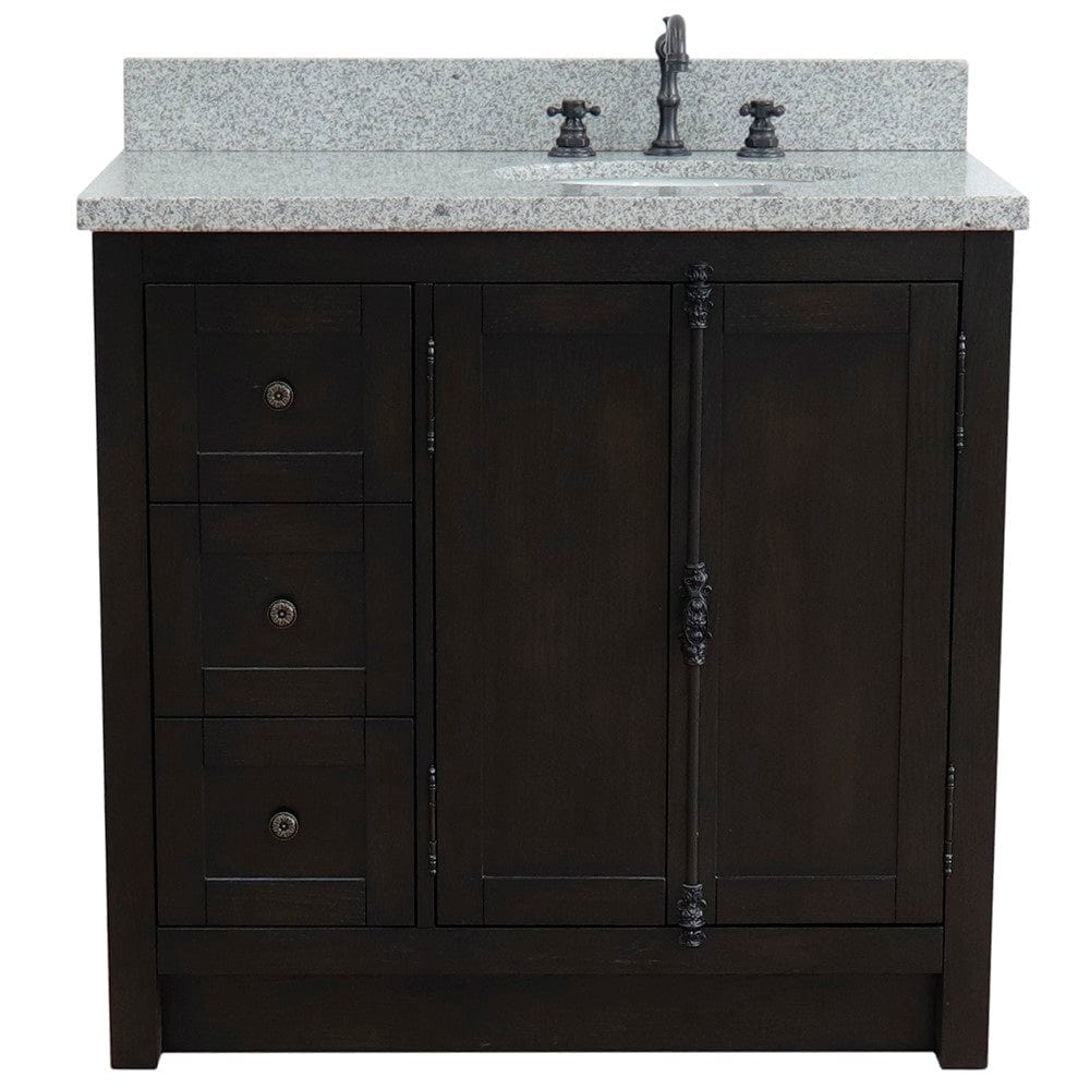 Bellaterra 37" Single Vanity in Brown Ash Finish Right doors/Right Sink 400100-37R-BA