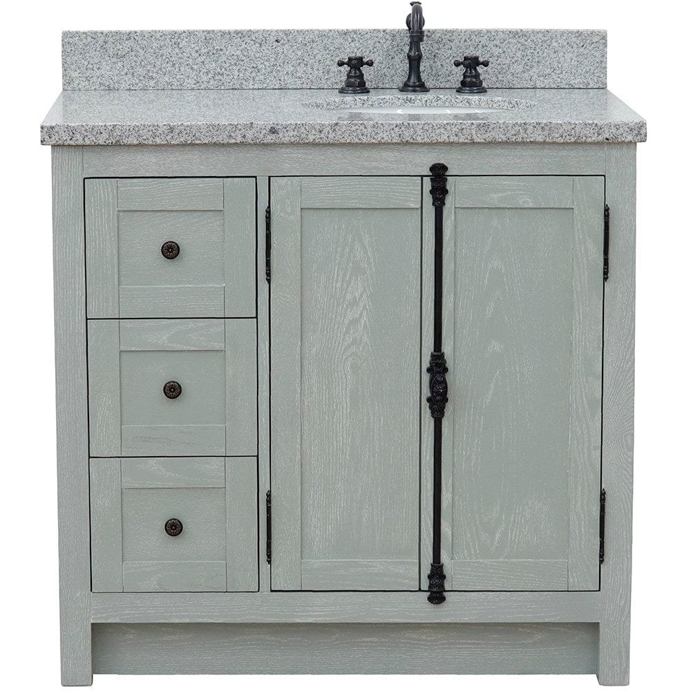 Bellaterra 37" Single vanity in Gray Ash Finish - Right doors/Right Sink 400100-37R-GYA