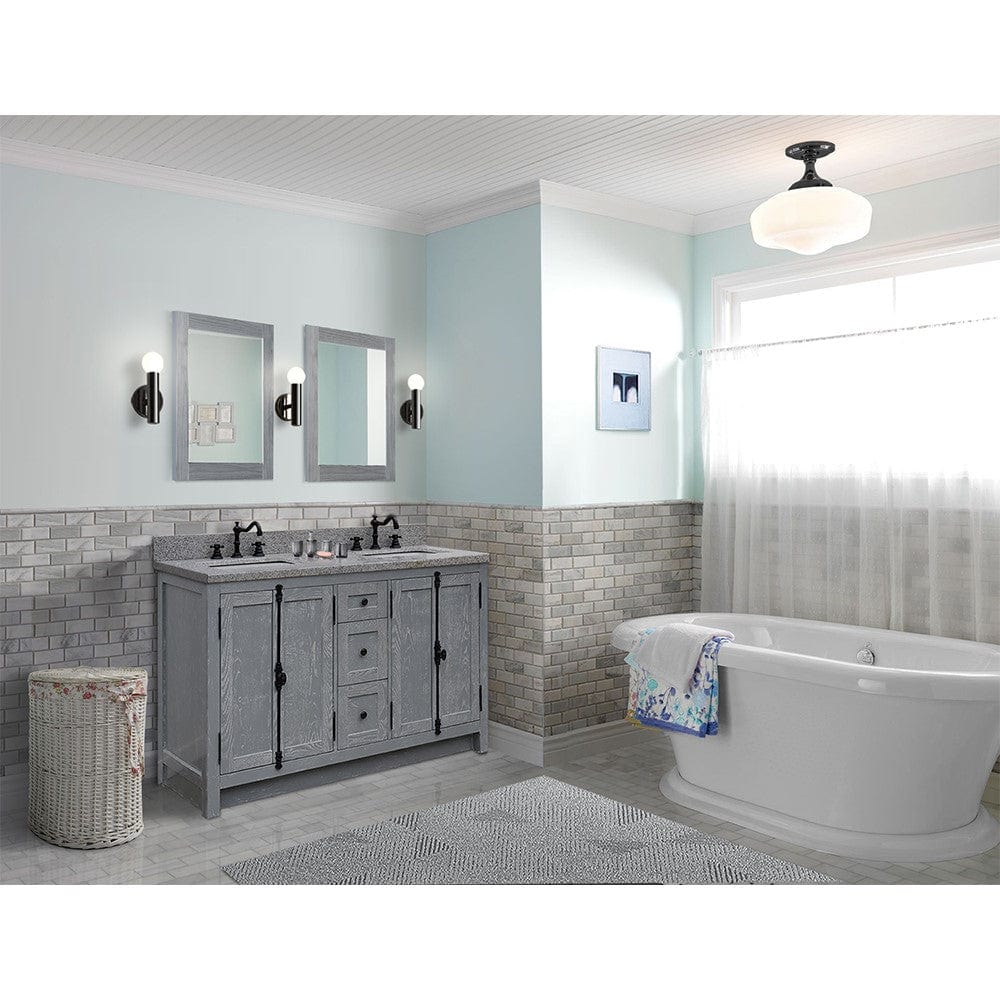 Bellaterra 55" Double Vanity in Gray Ash Finish Rectangle Sink