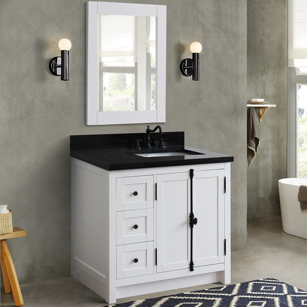 Bellaterra 37" Single vanity in Glacier Ash Finish - Right doors/Right Sink 400100-37R-GA