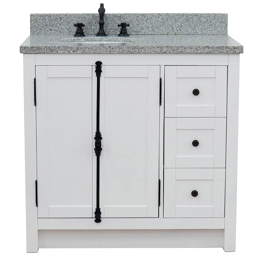 Bellaterra 37" Single vanity in Glacier Ash Finish  - Left doors/Left Sink 400100-37L-GA