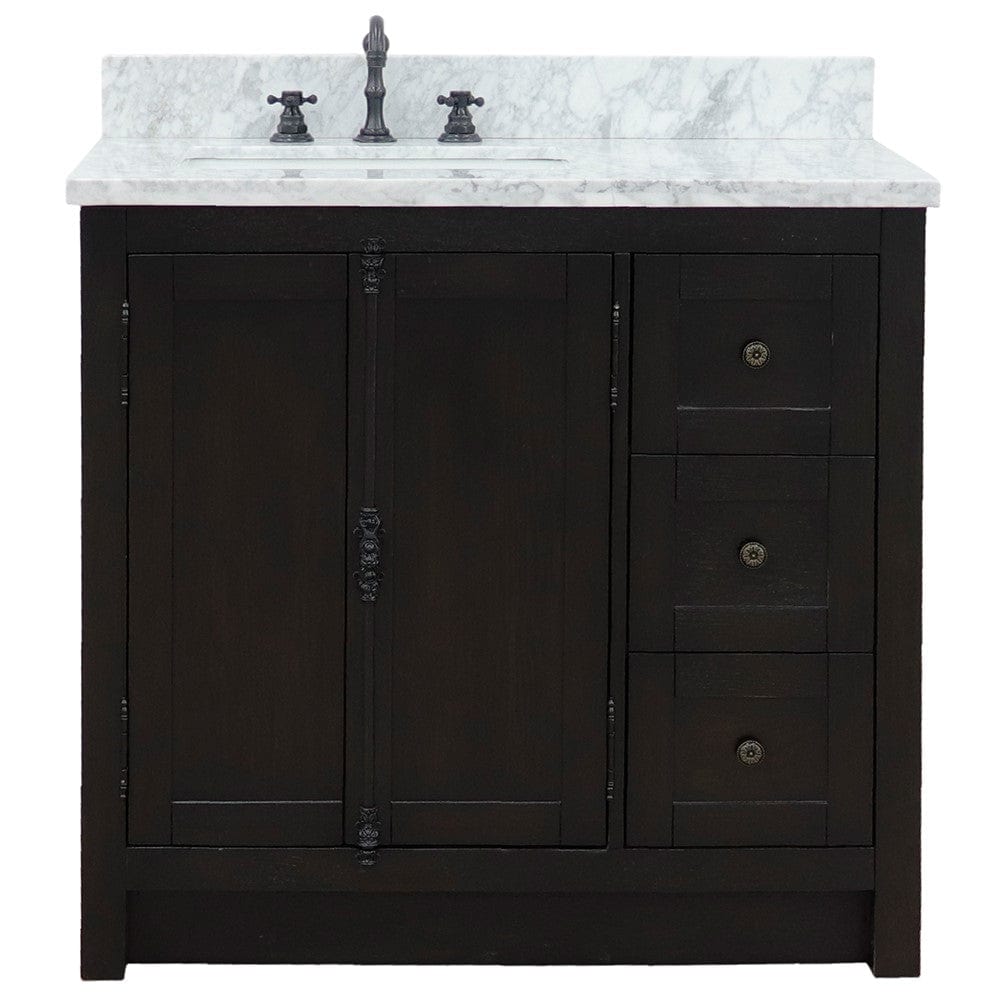 Bellaterra 37" Single Vanity Brown Ash Finish - Left Door/Left Sink 400100-37L-BA