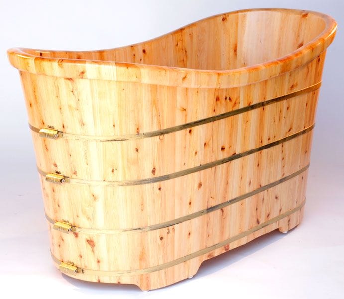 ALFI brand AB1105 63" Free Standing Cedar Wooden Bathtub