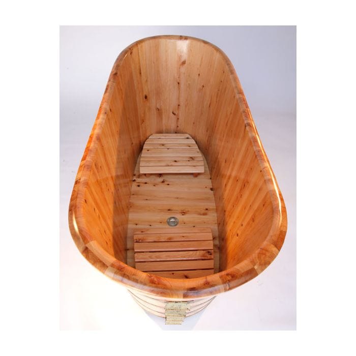 ALFI brand AB1105 63" Free Standing Cedar Wooden Bathtub