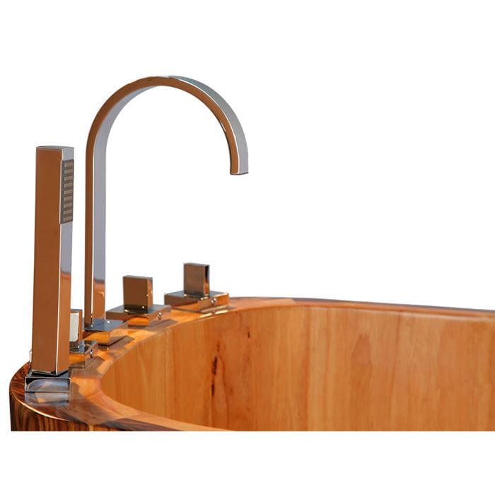 ALFI brand AB1148 59" Free Standing Wooden Bathtub with Chrome Tub Filler