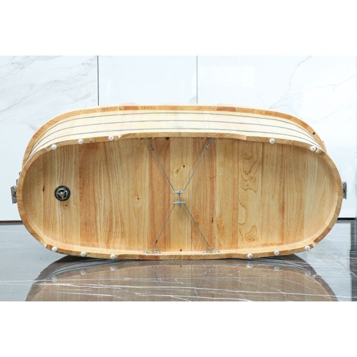 ALFI brand AB1163 61" Free Standing Wooden Bathtub with Cushion Headrest