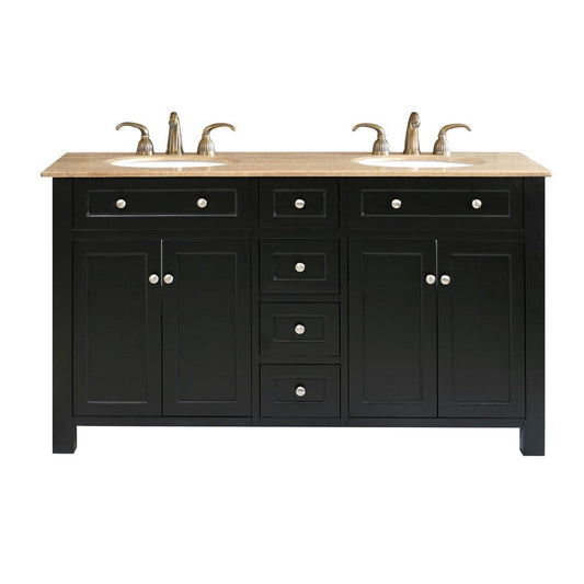 Bellaterra 62 in Double sink vanity wood-black 603210