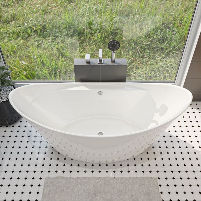 ALFI brand AB8803 68 inch White Oval Acrylic Free Standing Soaking Bathtub