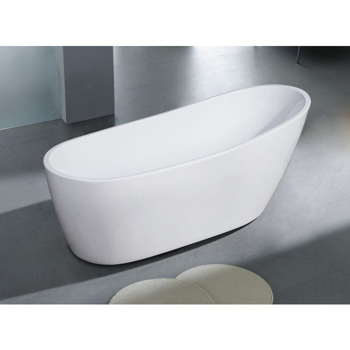 ALFI brand AB8826 68 inch White Oval Acrylic Free Standing Soaking Bathtub