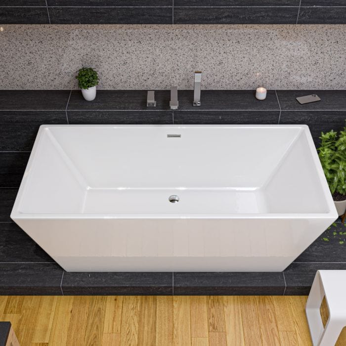 ALFI brand AB8832 67 inch White Rectangular Acrylic Free Standing Soaking Bathtub