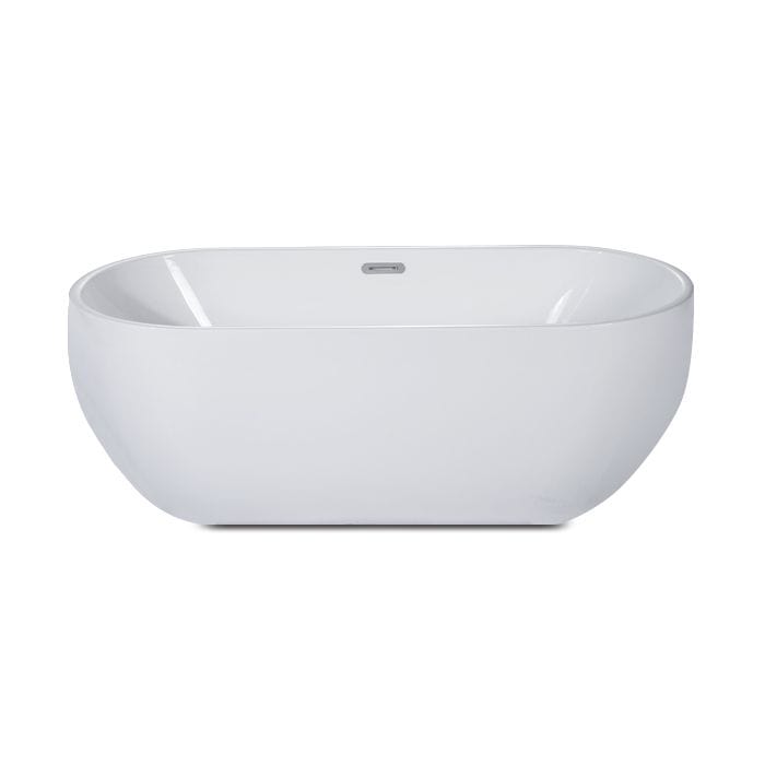 ALFI brand AB8838 59 inch White Oval Acrylic Free Standing Soaking Bathtub