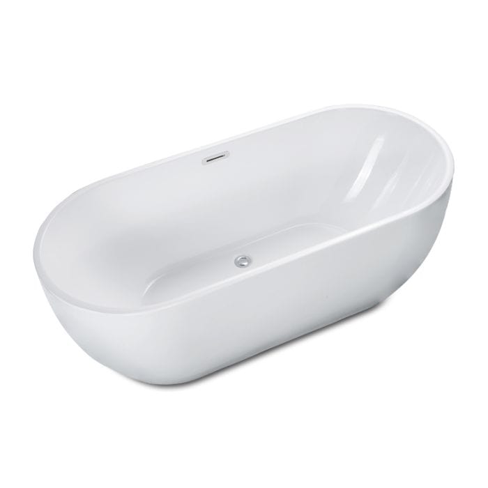 ALFI brand AB8838 59 inch White Oval Acrylic Free Standing Soaking Bathtub