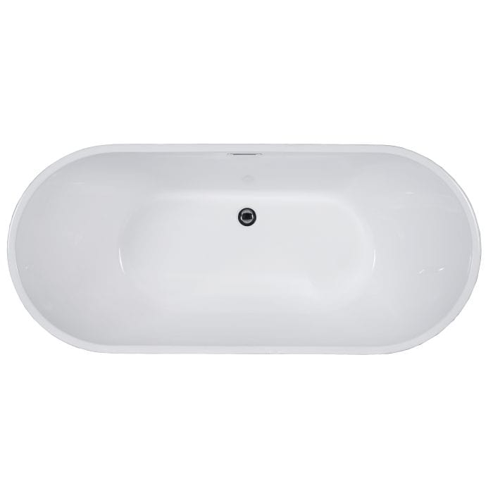 ALFI brand AB8838 59 inch White Oval Acrylic Free Standing Soaking Bathtub