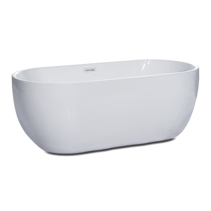 ALFI brand AB8838 59 inch White Oval Acrylic Free Standing Soaking Bathtub