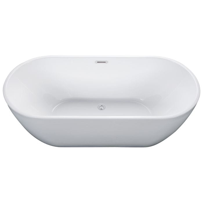 ALFI brand AB8839 67 inch White Oval Acrylic Free Standing Soaking Bathtub