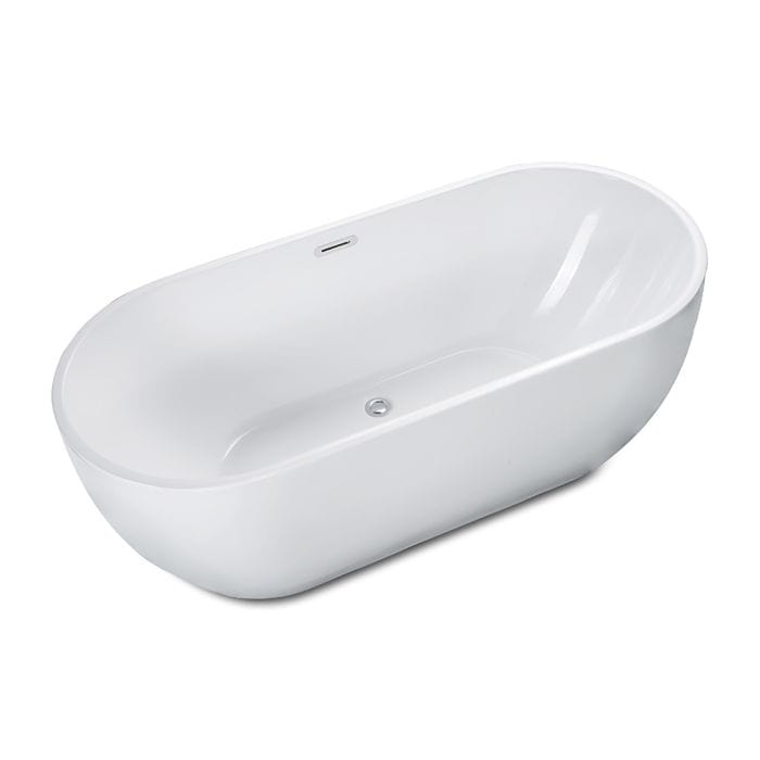 ALFI brand AB8839 67 inch White Oval Acrylic Free Standing Soaking Bathtub