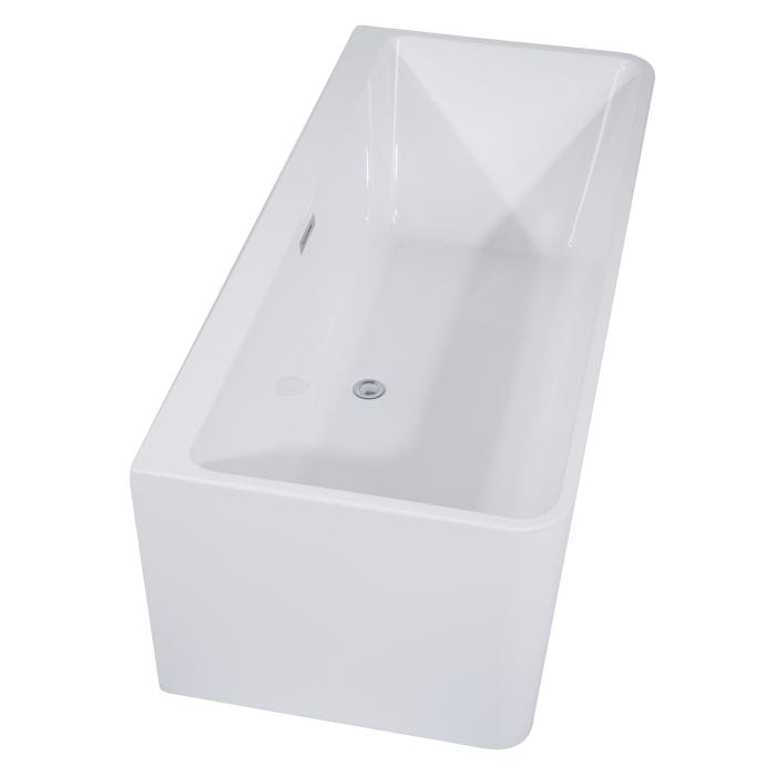 ALFI brand AB8858 59 inch White Rectangular Acrylic Free Standing Soaking Bathtub