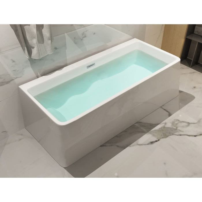 ALFI brand AB8858 59 inch White Rectangular Acrylic Free Standing Soaking Bathtub