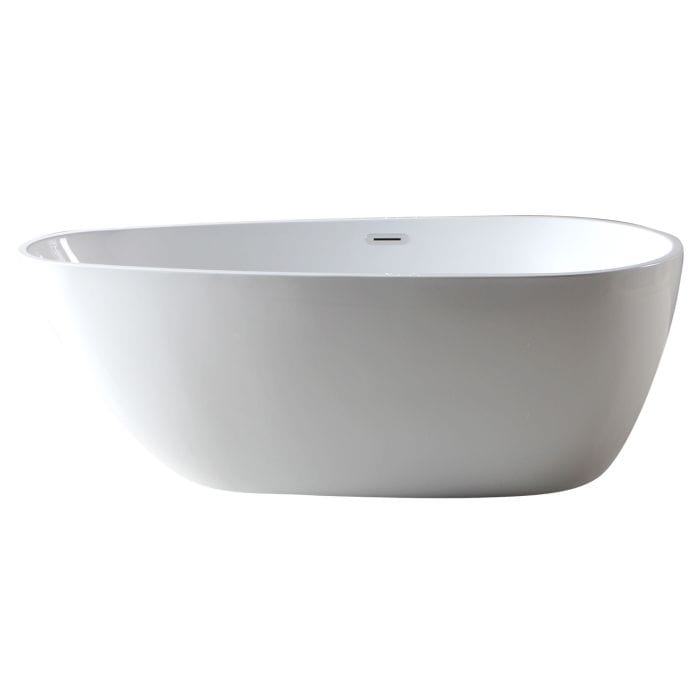 ALFI brand AB8861 59 inch White Oval Acrylic Free Standing Soaking Bathtub