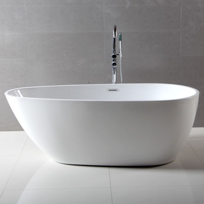 ALFI brand AB8861 59 inch White Oval Acrylic Free Standing Soaking Bathtub