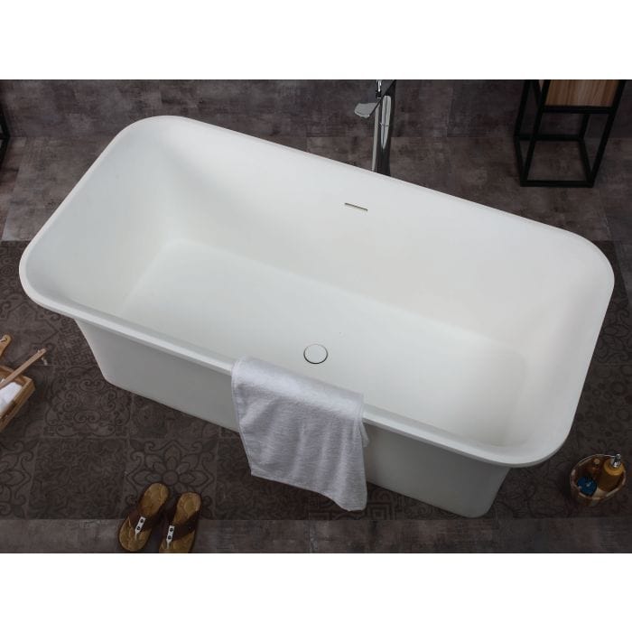 ALFI brand AB9942 67" White Rectangular Solid Surface Smooth Resin Soaking Bathtub