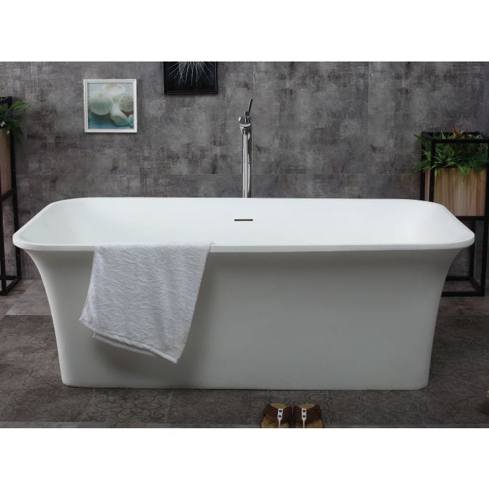 ALFI brand AB9942 67" White Rectangular Solid Surface Smooth Resin Soaking Bathtub