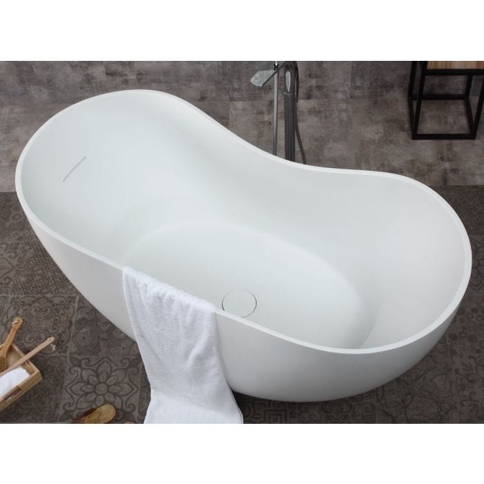 ALFI brand AB9949 66" White Solid Surface Smooth Resin Soaking Bathtub