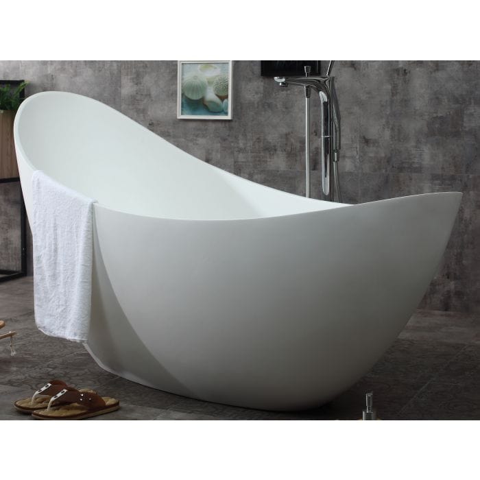 ALFI brand AB9951 73" White Solid Surface Smooth Resin Soaking Slipper Bathtub