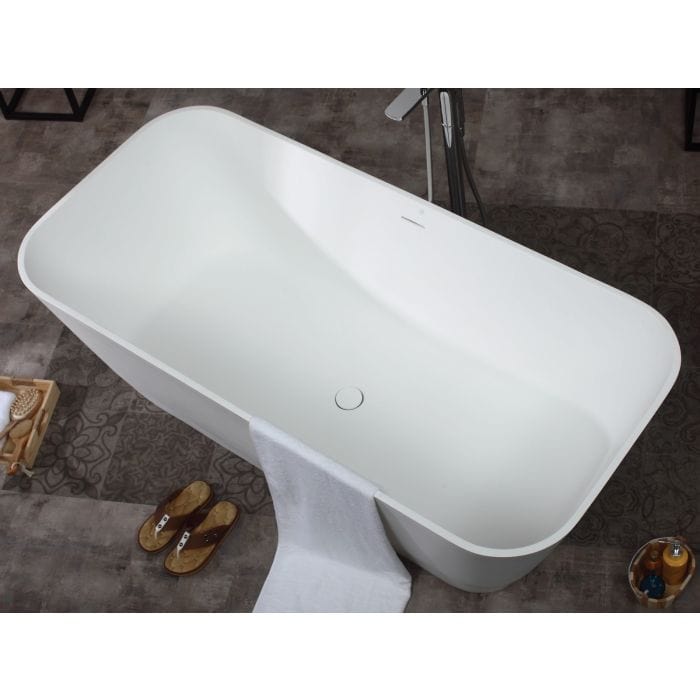 ALFI brand AB9952 67" White Rectangular Solid Surface Smooth Resin Soaking Bathtub