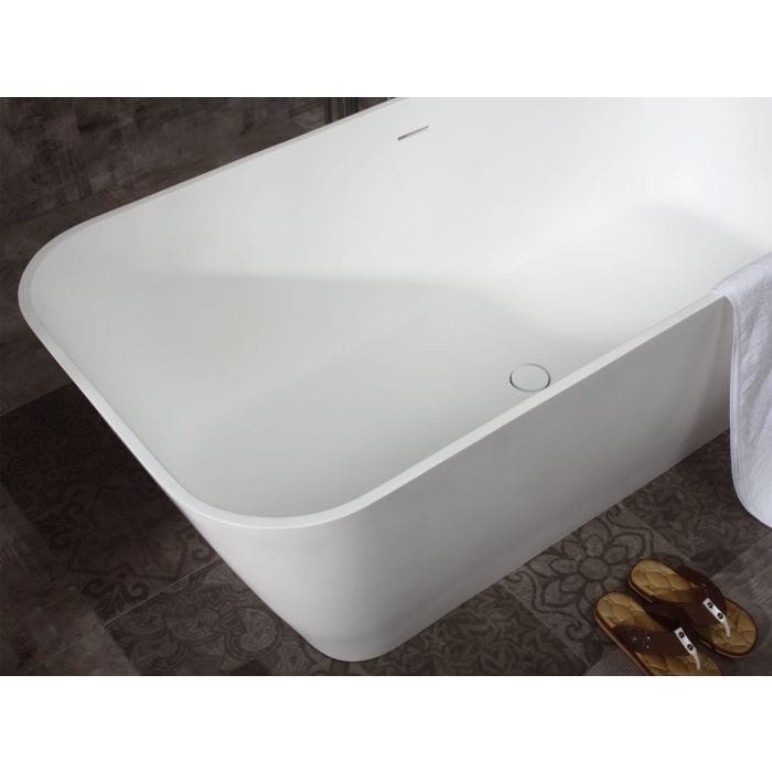 ALFI brand AB9952 67" White Rectangular Solid Surface Smooth Resin Soaking Bathtub