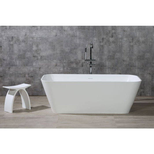 ALFI brand AB9952 67" White Rectangular Solid Surface Smooth Resin Soaking Bathtub