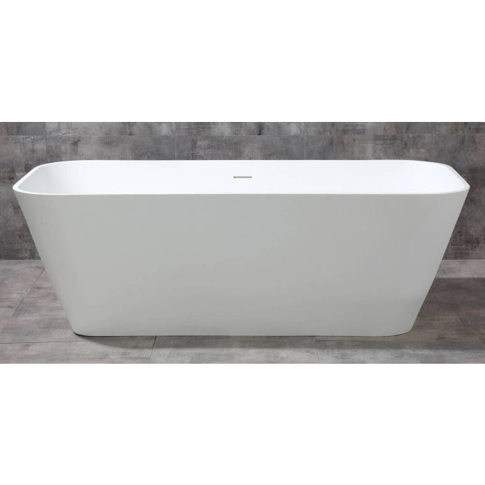 ALFI brand AB9952 67" White Rectangular Solid Surface Smooth Resin Soaking Bathtub