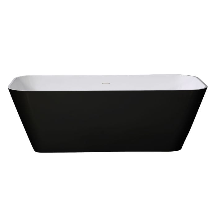 ALFI brand AB9952BM 67" Black & White Matte Rectangular Solid Surface Resin Soaking Bathtub