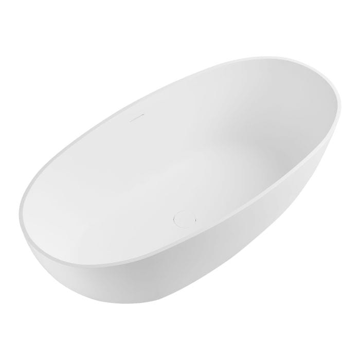 ALFI brand AB9975 59" White Oval Solid Surface Resin Soaking Bathtub