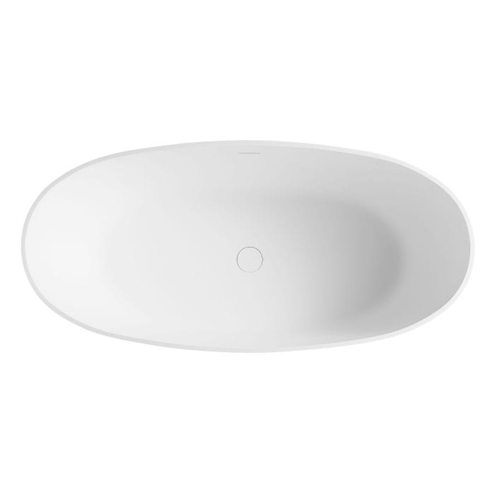 ALFI brand AB9975 59" White Oval Solid Surface Resin Soaking Bathtub