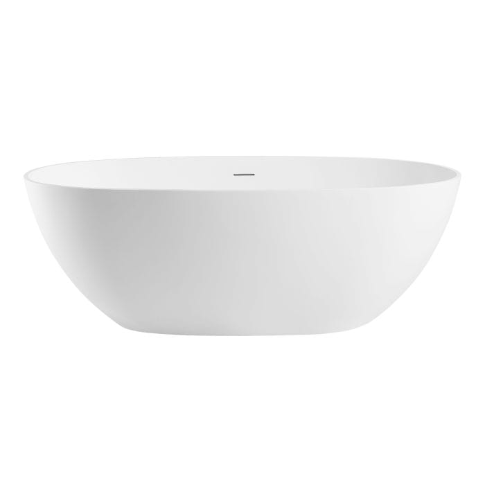 ALFI brand AB9975 59" White Oval Solid Surface Resin Soaking Bathtub