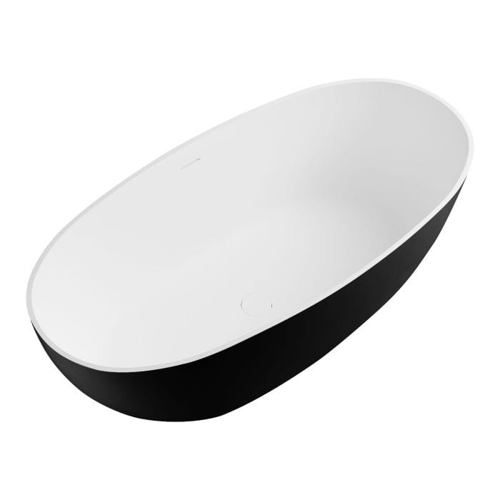 ALFI brand AB9975BM 59" Black & White Matte Oval Solid Surface Resin Soaking Bathtub