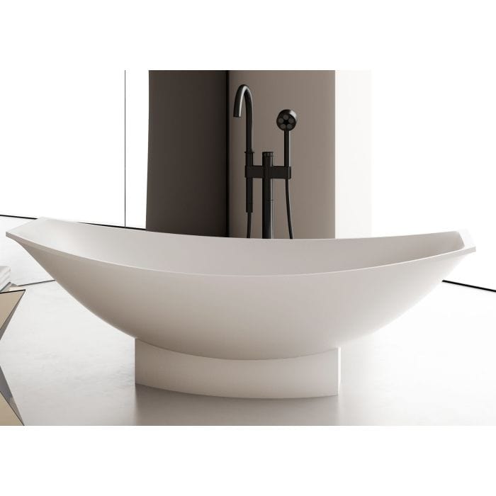 ALFI brand AB9991 White Matte 71" Solid Surface Resin Free Standing Hammock Style Bathtub