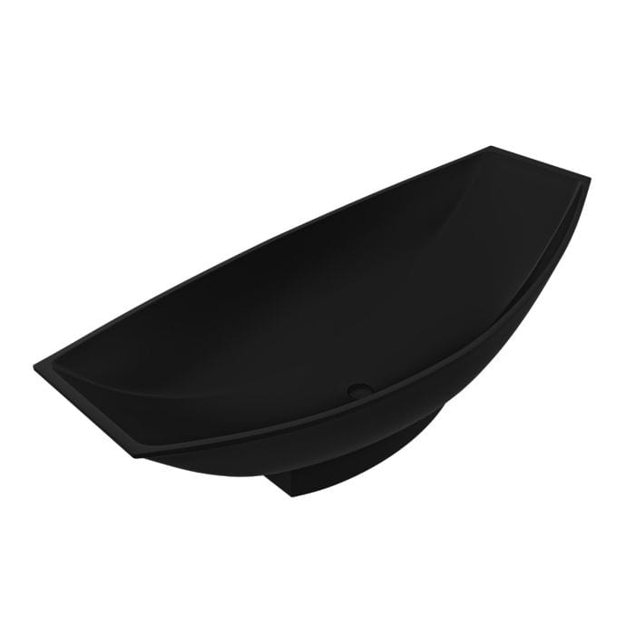 ALFI brand AB9991BM Black Matte 71" Solid Surface Resin Free Standing Hammock Style Bathtub