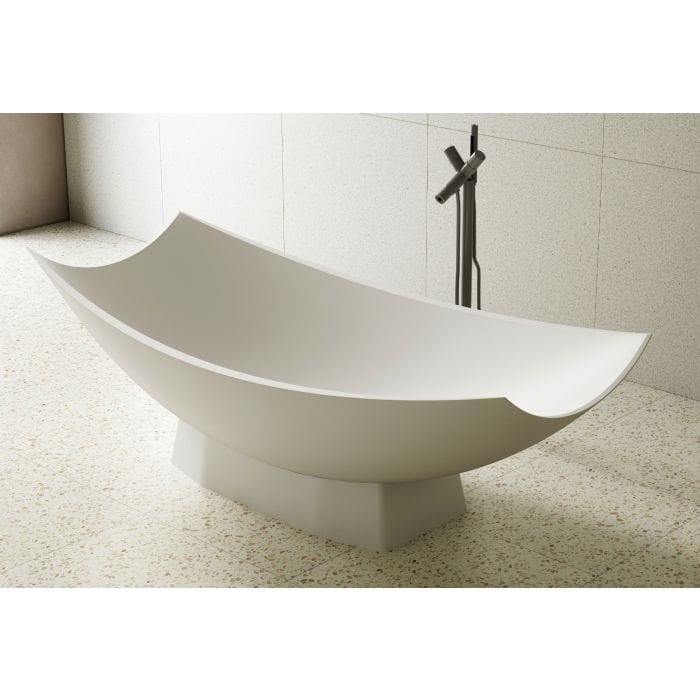 ALFI brand AB9992 White Matte 71" Solid Surface Resin Free Standing Hammock Style Bathtub