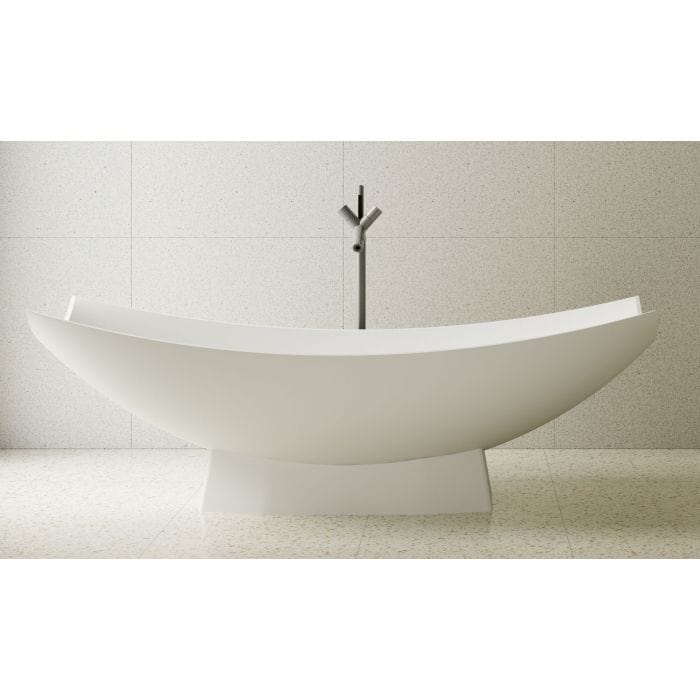 ALFI brand AB9992 White Matte 71" Solid Surface Resin Free Standing Hammock Style Bathtub