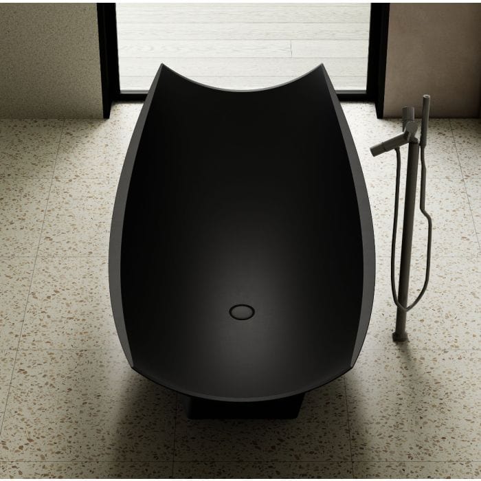 ALFI brand AB9992BM Black Matte 71" Solid Surface Resin Free Standing Hammock Style Bathtub