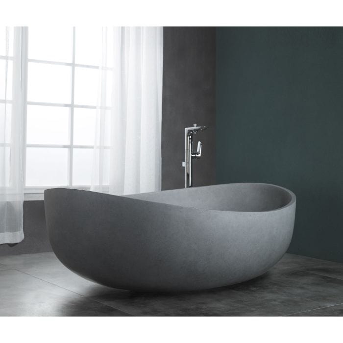 ALFI brand ABCO63TUB 63" Solid Concrete Gray Matte Oval Bathtub