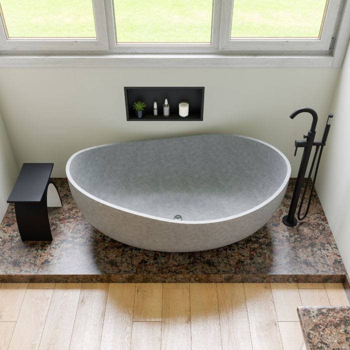 ALFI brand ABCO63TUB 63" Solid Concrete Gray Matte Oval Bathtub