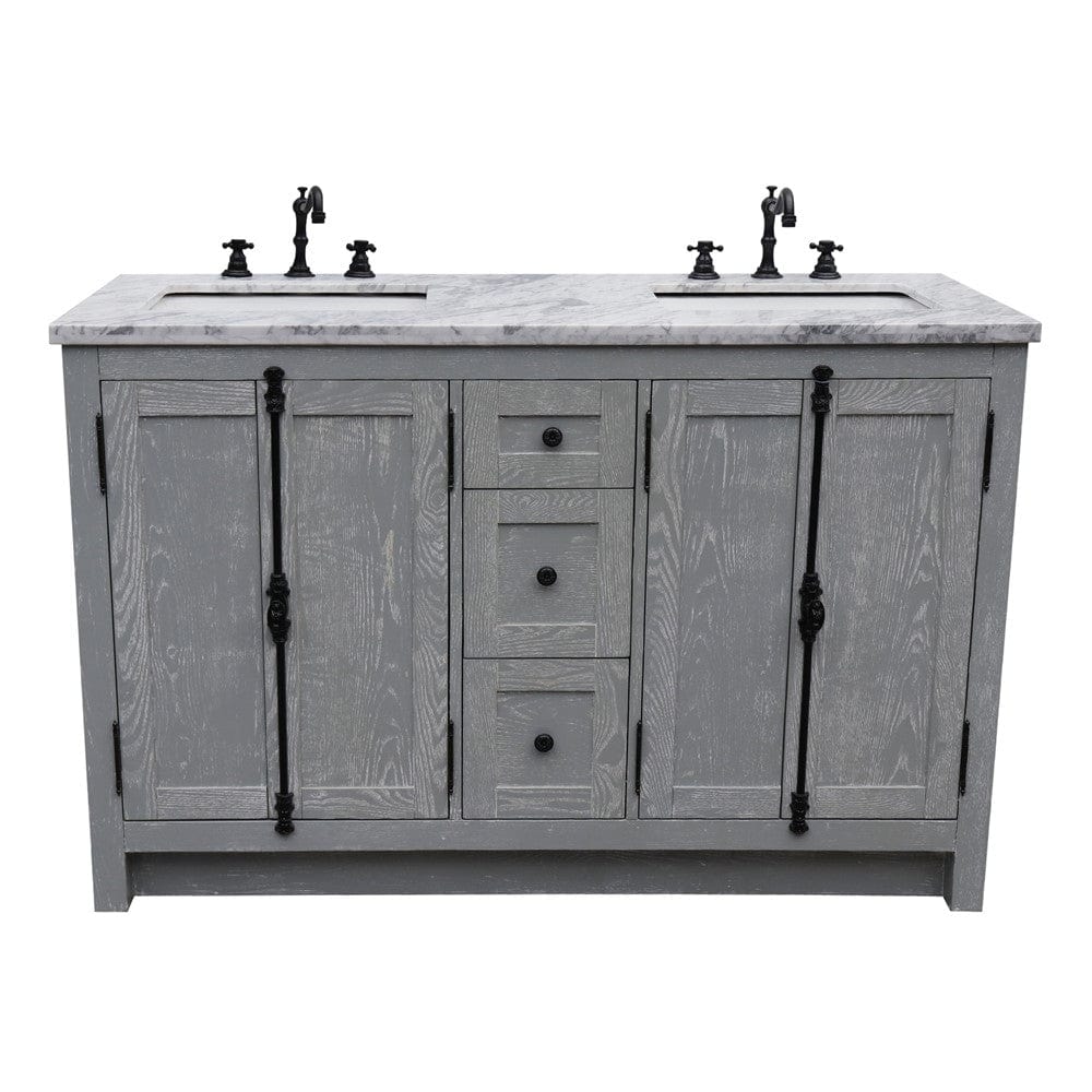 Bellaterra 55" Double Vanity in Gray Ash Finish Rectangle Sink