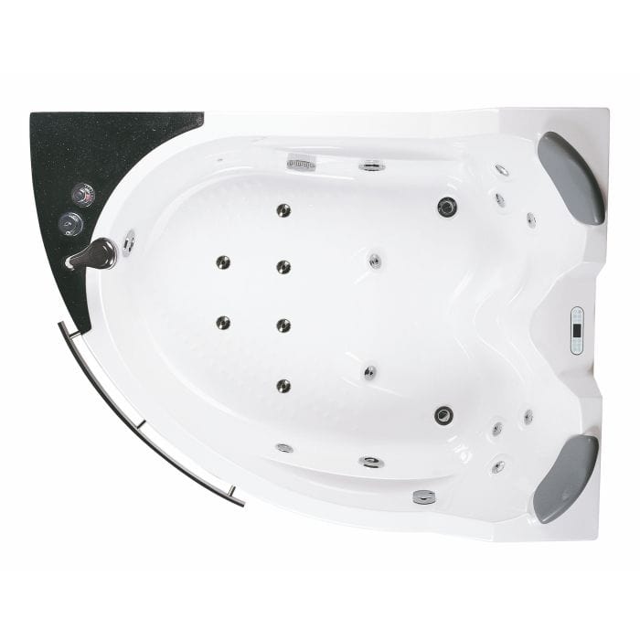 EAGO AM113ETL-L 5.5 ft Right Drain Corner Acrylic White Whirlpool Bathtub for Two