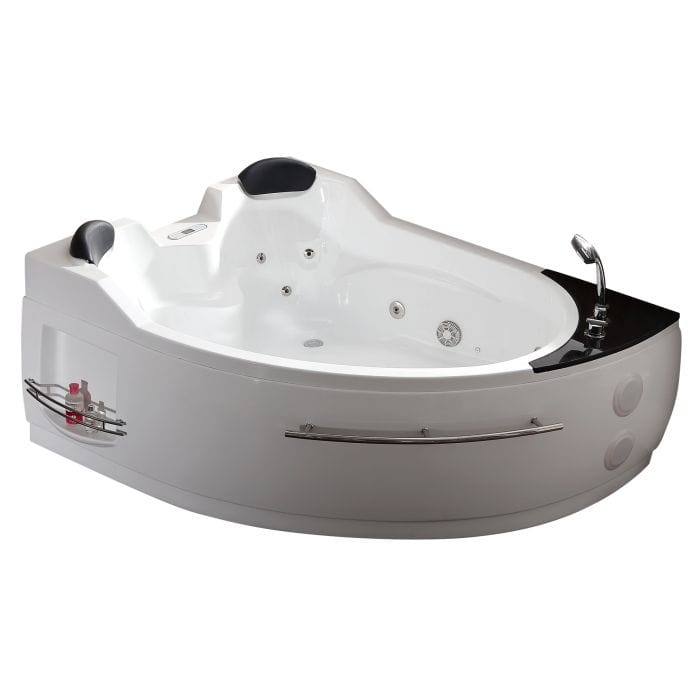 EAGO AM113ETL-R 5.5 ft Left Drain Corner Acrylic White Whirlpool Bathtub for Two