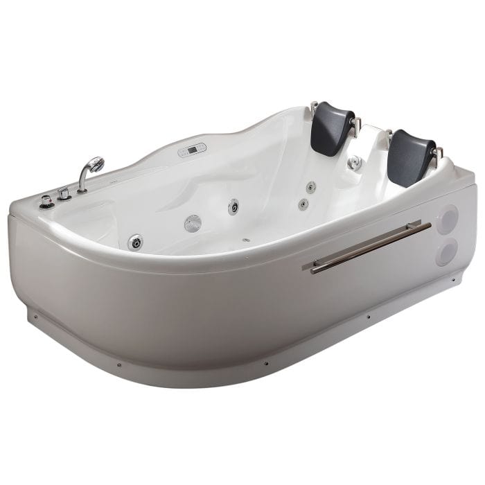 EAGO AM124ETL-L 6 ft Right Drain Corner Acrylic White Whirlpool Bathtub for Two