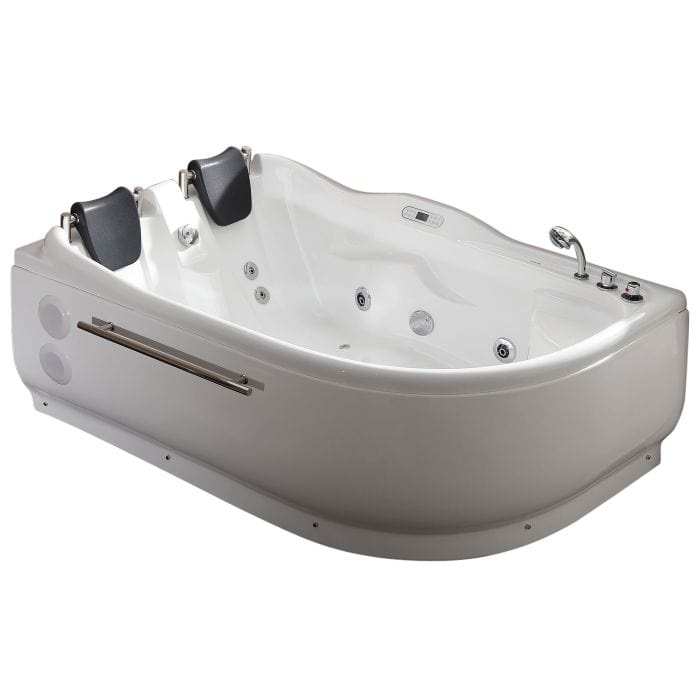 EAGO AM124ETL-L 6 ft Right Drain Corner Acrylic White Whirlpool Bathtub for Two